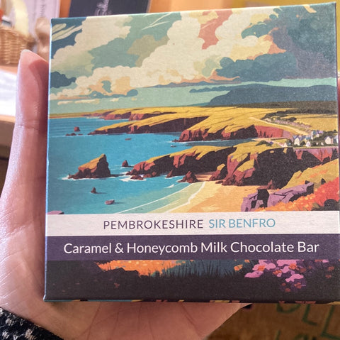 Coco Pzazz Pembrokeshire caramel and honeycomb milk chocolate bar