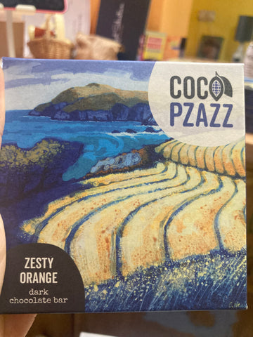 Coco pzazz zesty orange dark chocolate bar