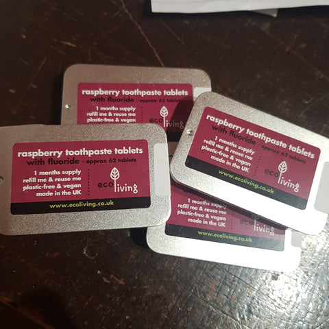 Raspberry toothpaste tablets