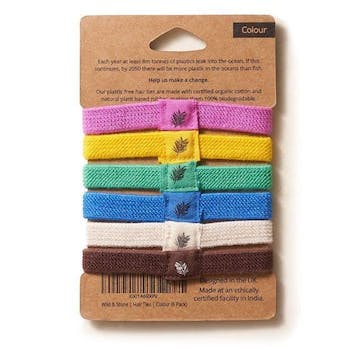 Wild and stone plastic free hair ties. Multicolour 6 pack