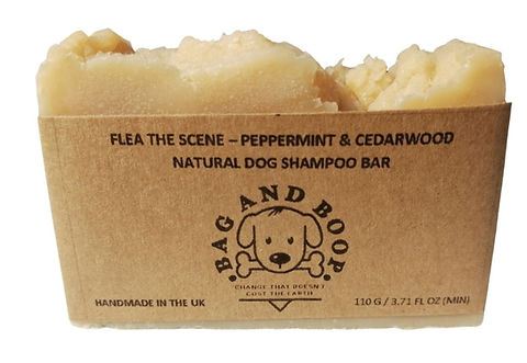 Bag and boop flea the scene- peppermint and cedarwood  dog shampoo bar