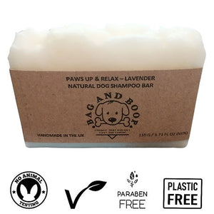 Bag and Boop paws up and relax lavender dog shampoo bar